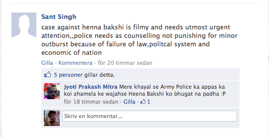 Indien, Yttrandefrihet, Polis, Facebook